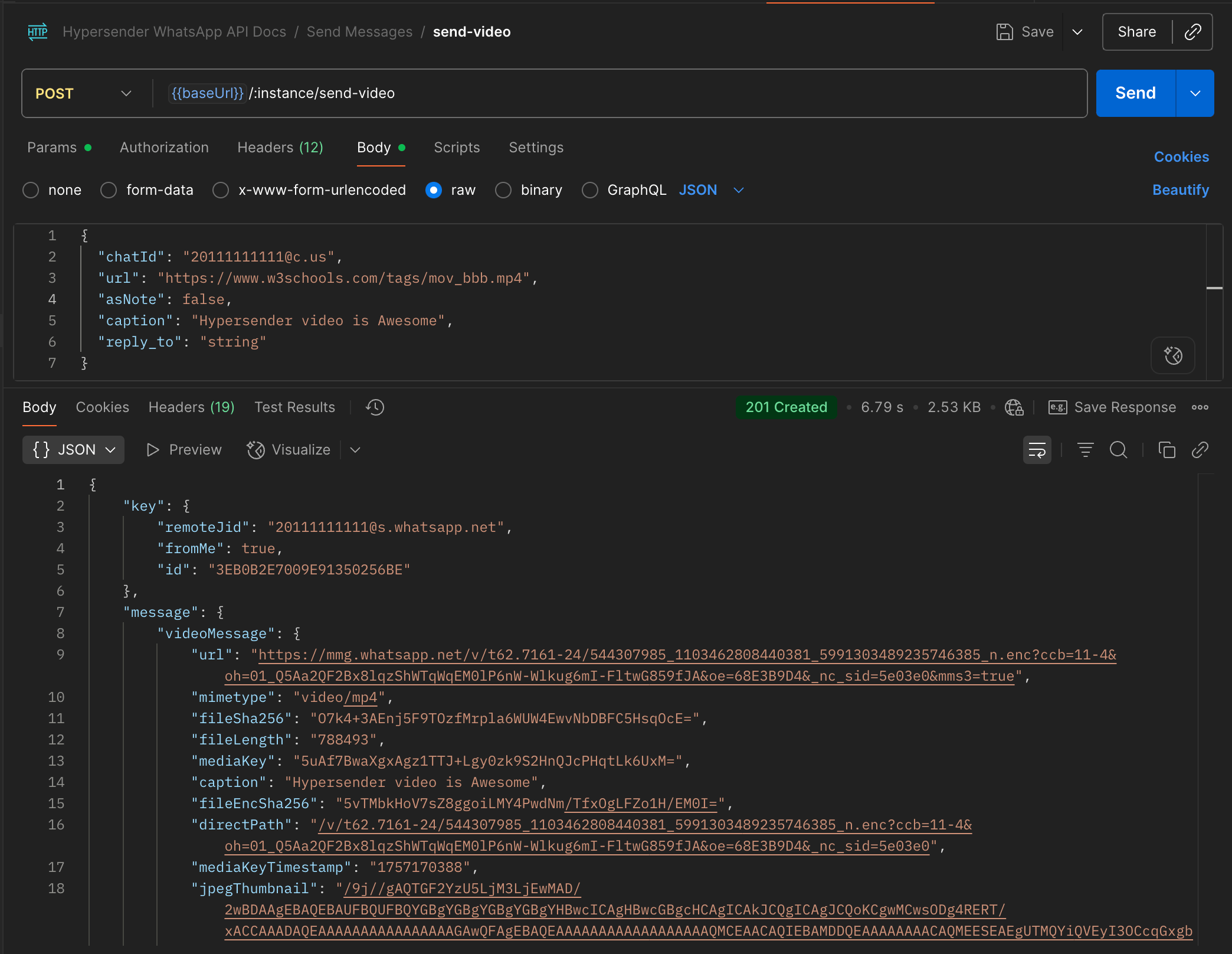 Hypersender Send Video URL